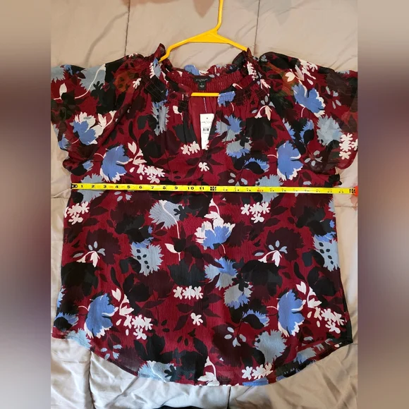 Ann Taylor Floral Ruffle Sleeve Blouse SizeL NWT - Picture 5 of 9